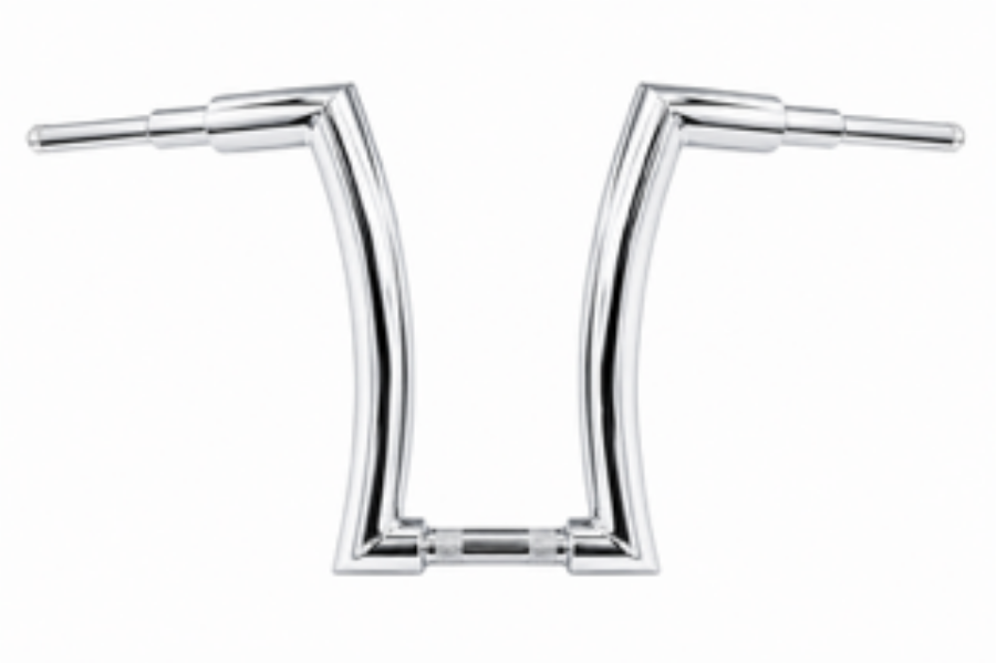 Chrome motorcycle handlebars on a white background